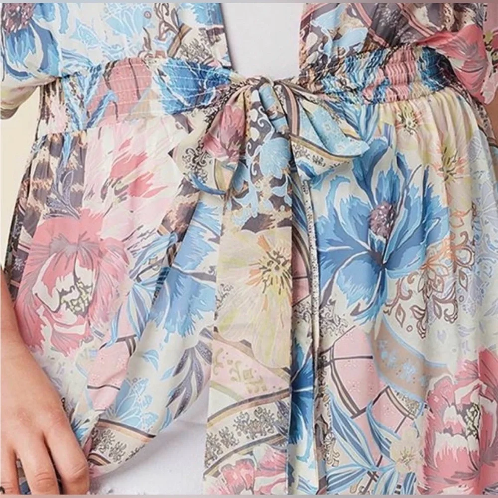 NWT Venus Floral & Paisley Sheer Kimono Swim Cover-Up – Size Large - Picture 5 of 7